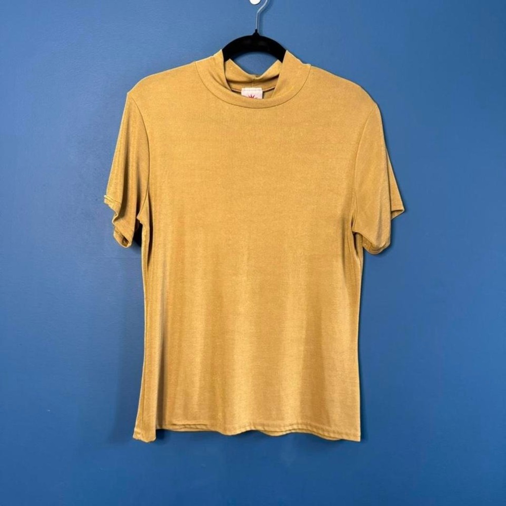 Vintage 90s‎ Mockneck Women's Size Large Dynamite Yellow Gold Slinky Going Out